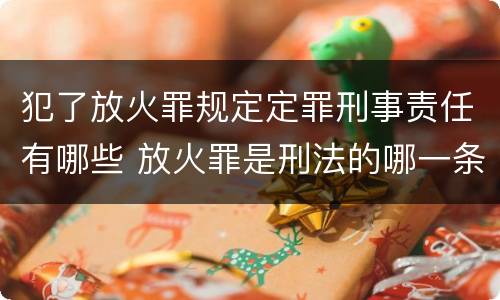 犯了放火罪规定定罪刑事责任有哪些 放火罪是刑法的哪一条