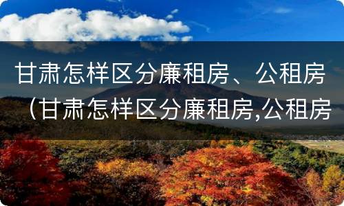 甘肃怎样区分廉租房、公租房（甘肃怎样区分廉租房,公租房和私租房）