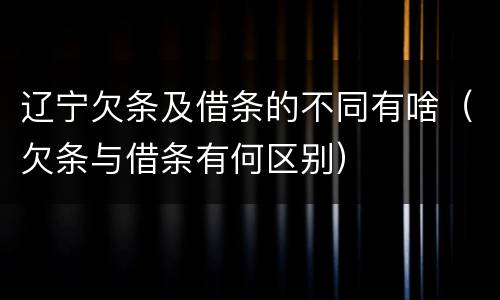 辽宁欠条及借条的不同有啥（欠条与借条有何区别）