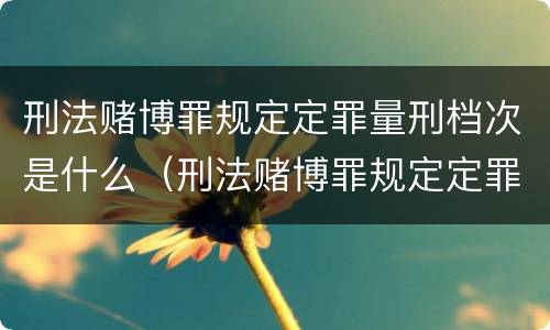 刑法赌博罪规定定罪量刑档次是什么（刑法赌博罪规定定罪量刑档次是什么）