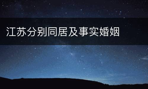 江苏分别同居及事实婚姻