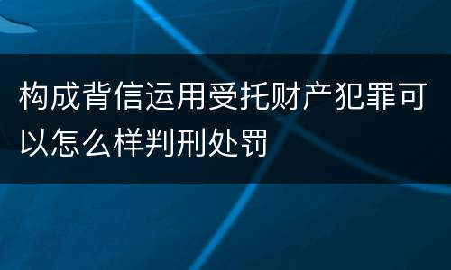 构成背信运用受托财产犯罪可以怎么样判刑处罚
