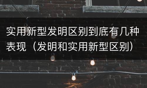实用新型发明区别到底有几种表现（发明和实用新型区别）