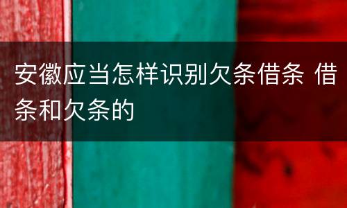 安徽应当怎样识别欠条借条 借条和欠条的