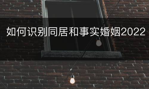 如何识别同居和事实婚姻2022