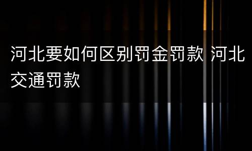 河北要如何区别罚金罚款 河北交通罚款