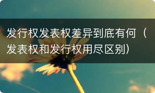 发行权发表权差异到底有何（发表权和发行权用尽区别）