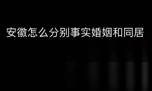 安徽怎么分别事实婚姻和同居