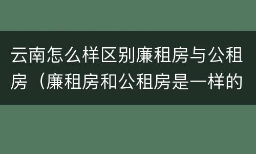 云南怎么样区别廉租房与公租房（廉租房和公租房是一样的吗）