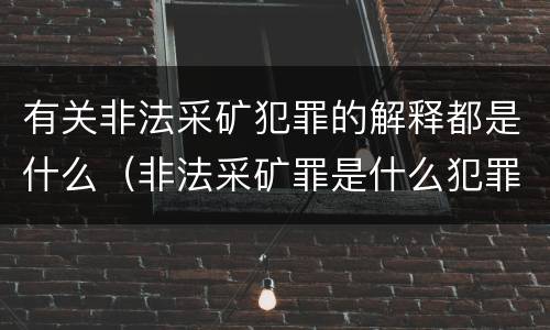 有关非法采矿犯罪的解释都是什么（非法采矿罪是什么犯罪类型）