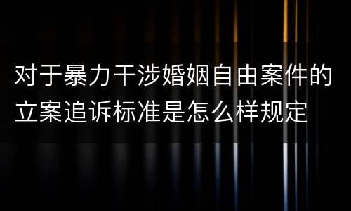 对于暴力干涉婚姻自由案件的立案追诉标准是怎么样规定