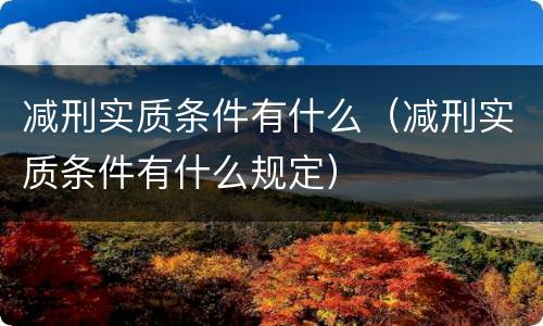 减刑实质条件有什么（减刑实质条件有什么规定）