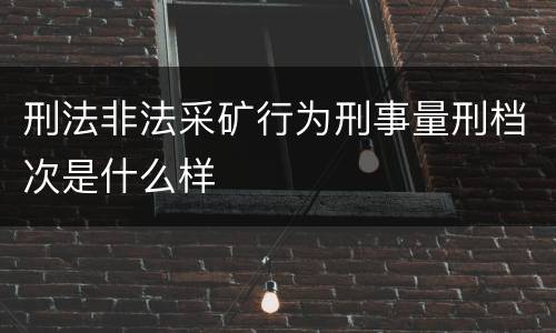 刑法非法采矿行为刑事量刑档次是什么样