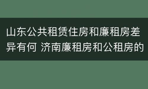 山东公共租赁住房和廉租房差异有何 济南廉租房和公租房的区别