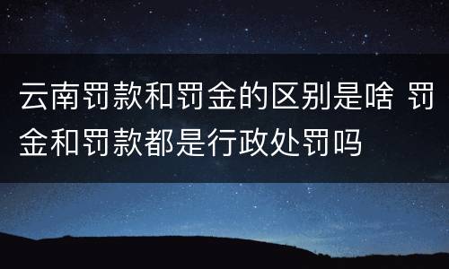 云南罚款和罚金的区别是啥 罚金和罚款都是行政处罚吗