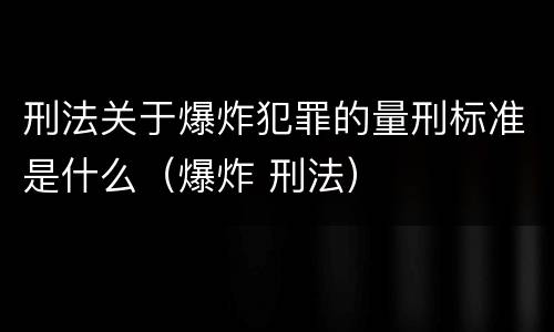 刑法关于爆炸犯罪的量刑标准是什么（爆炸 刑法）