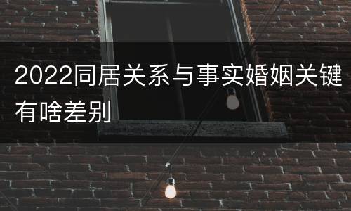 2022同居关系与事实婚姻关键有啥差别