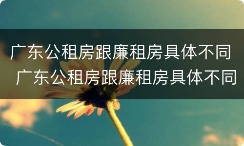 广东公租房跟廉租房具体不同 广东公租房跟廉租房具体不同点