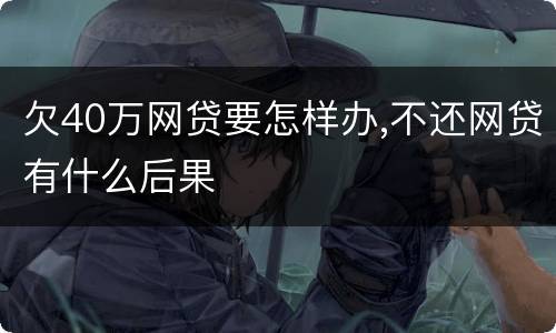 欠40万网贷要怎样办,不还网贷有什么后果