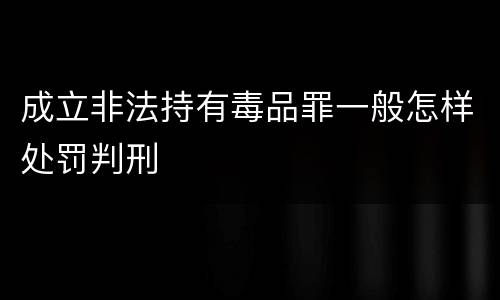 成立非法持有毒品罪一般怎样处罚判刑