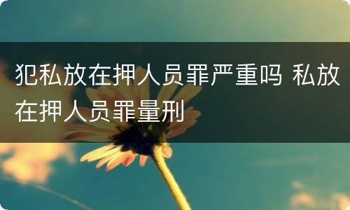 犯私放在押人员罪严重吗 私放在押人员罪量刑
