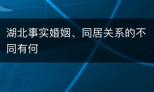 湖北事实婚姻、同居关系的不同有何