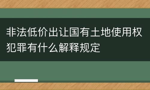 非法低价出让国有土地使用权犯罪有什么解释规定