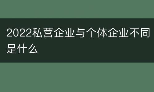 2022私营企业与个体企业不同是什么