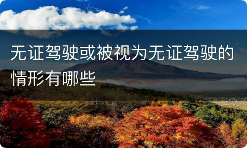 无证驾驶或被视为无证驾驶的情形有哪些
