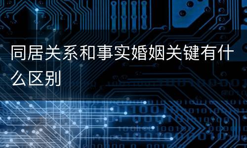 同居关系和事实婚姻关键有什么区别