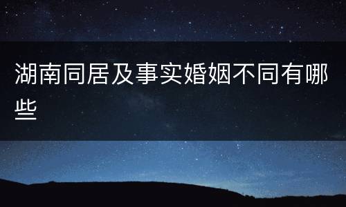 湖南同居及事实婚姻不同有哪些