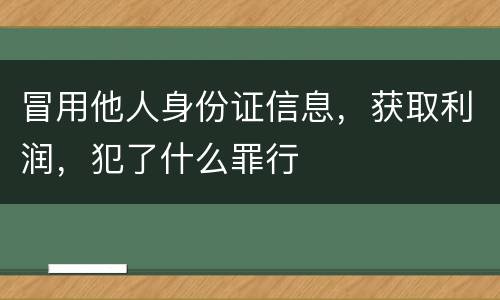 冒用他人身份证信息，获取利润，犯了什么罪行
