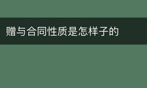 赠与合同性质是怎样子的