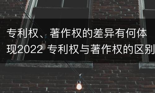 专利权、著作权的差异有何体现2022 专利权与著作权的区别与联系