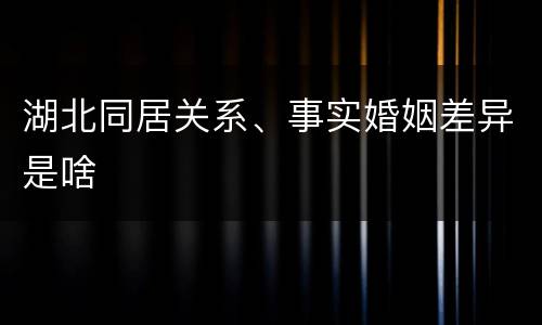 湖北同居关系、事实婚姻差异是啥