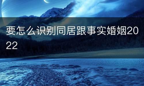 要怎么识别同居跟事实婚姻2022