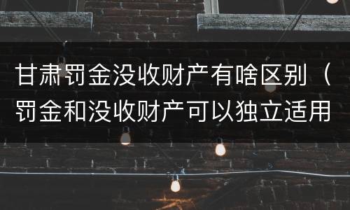 甘肃罚金没收财产有啥区别（罚金和没收财产可以独立适用吗）