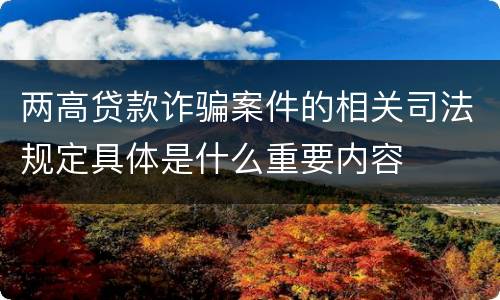 两高贷款诈骗案件的相关司法规定具体是什么重要内容