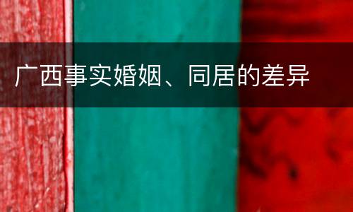 广西事实婚姻、同居的差异