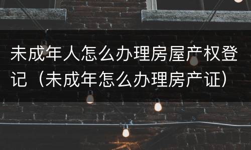 未成年人怎么办理房屋产权登记（未成年怎么办理房产证）