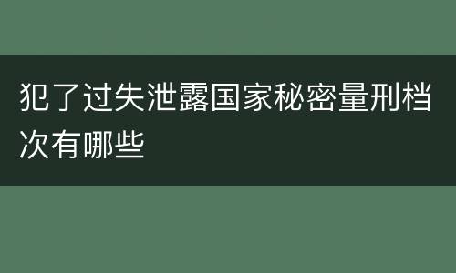 犯了过失泄露国家秘密量刑档次有哪些