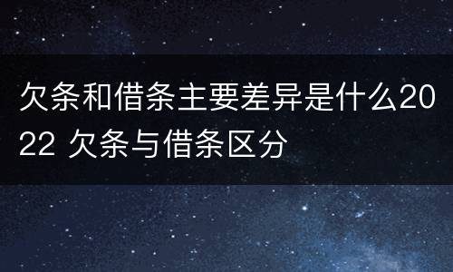 欠条和借条主要差异是什么2022 欠条与借条区分