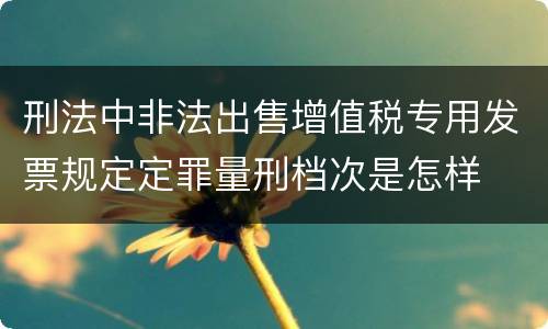刑法中非法出售增值税专用发票规定定罪量刑档次是怎样