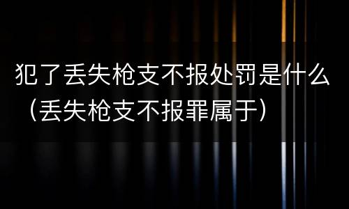 犯了丢失枪支不报处罚是什么（丢失枪支不报罪属于）