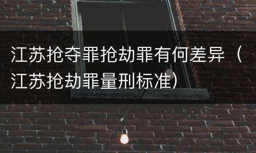 江苏抢夺罪抢劫罪有何差异（江苏抢劫罪量刑标准）