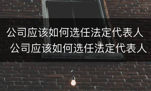 公司应该如何选任法定代表人 公司应该如何选任法定代表人呢