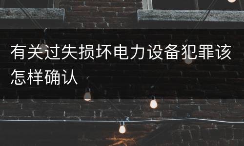有关过失损坏电力设备犯罪该怎样确认
