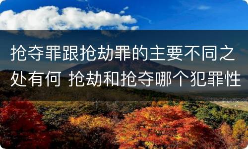 抢夺罪跟抢劫罪的主要不同之处有何 抢劫和抢夺哪个犯罪性质严重