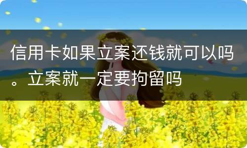 信用卡如果立案还钱就可以吗。立案就一定要拘留吗