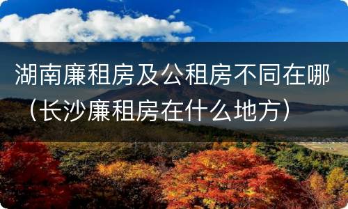 湖南廉租房及公租房不同在哪（长沙廉租房在什么地方）